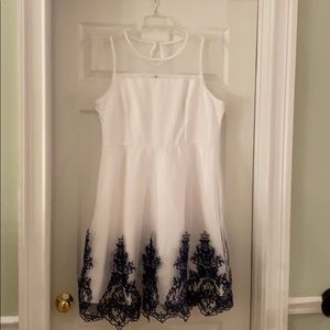 NWOT white and blue cocktail dress
